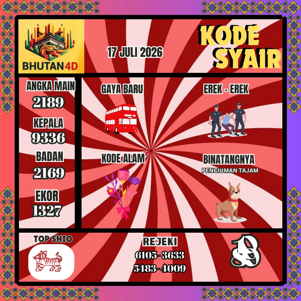 Kode Syair Bhutan4D Pools - Juli 2026